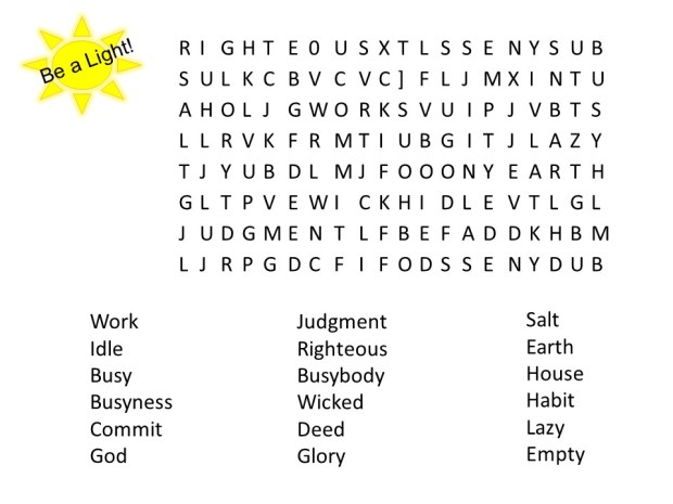 Busyness Word Search